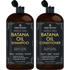 First Botany Batana Oil Shampoo bottle pour shows premium scalp care and cleansing.