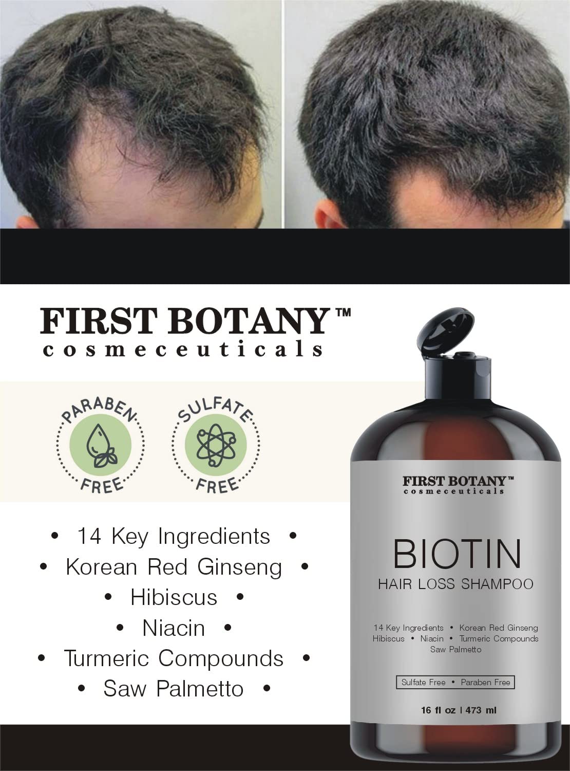 First Botany with biotin strengthens hair strands for resilience.
