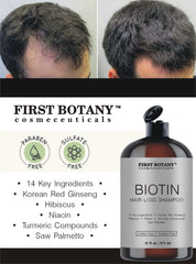 First Botany with biotin strengthens hair strands for resilience.