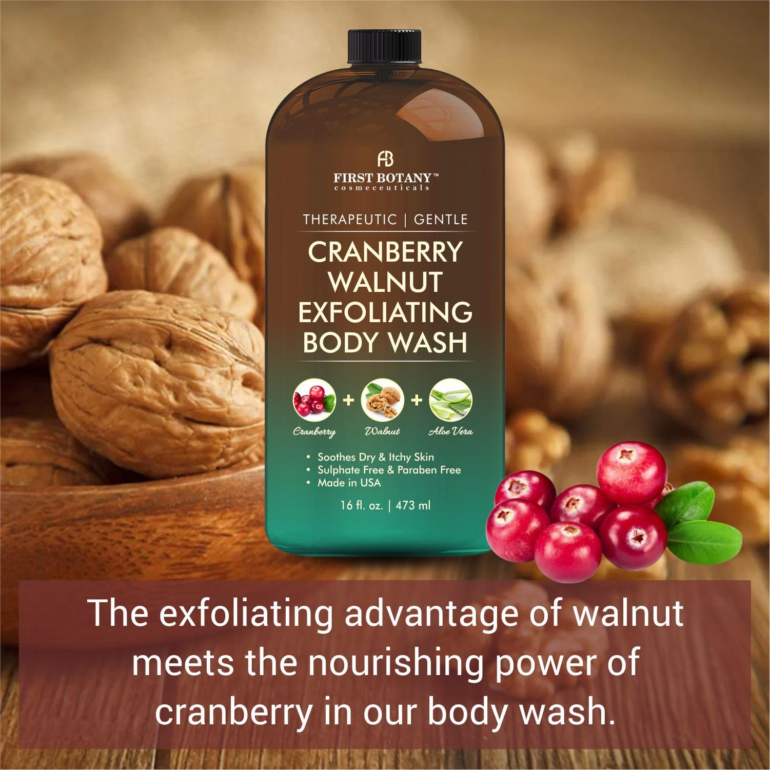 First Botany packaging label close-up highlighting natural ingredients