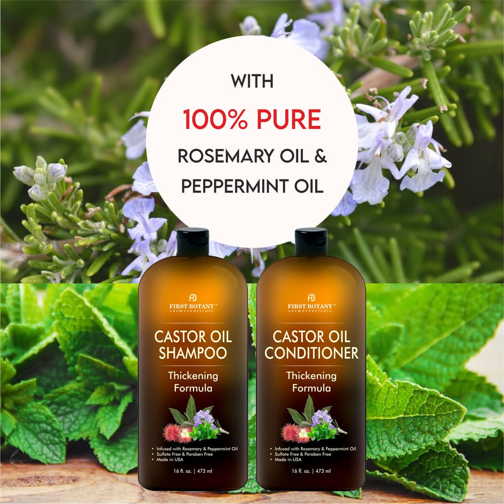 First Botany Castor Oil Shampoo applying to hair demonstrating cleansing and reviving vigor.
