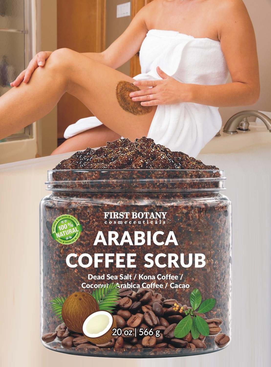 First Botany coffee scrub with coconut oil on skin