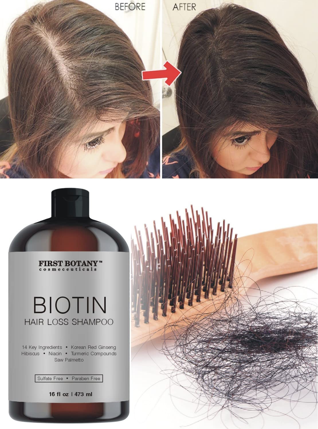 First Botany shampoo with DHT blockers ingredients supporting healthy hair.
