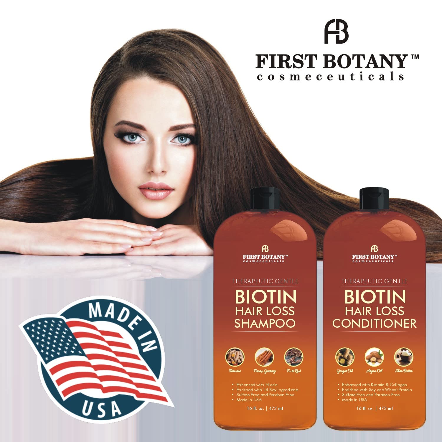 First Botany hair-growth conditioner bottle — detangling and smoothness for all hair types.