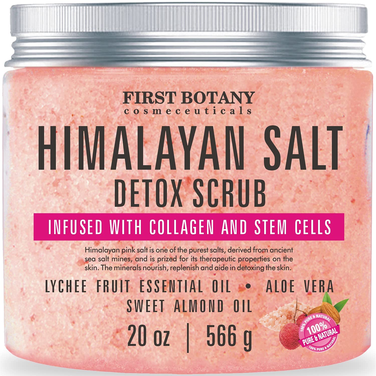 First Botany Himalayan Salt Scrub pack shot highlights natural exfoliation and spa-grade quality.