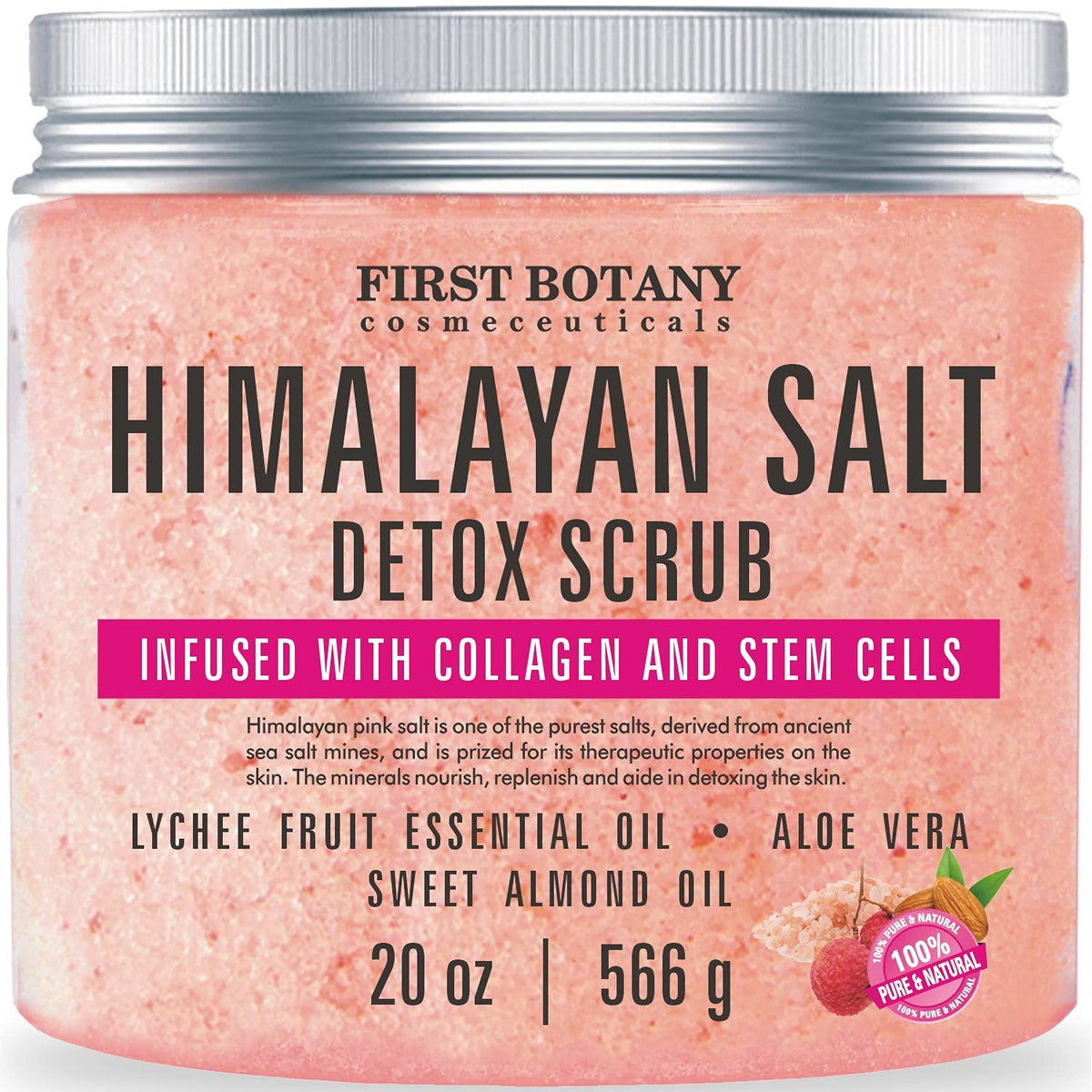 First Botany Himalayan Salt Scrub pack shot highlights natural exfoliation and spa-grade quality.