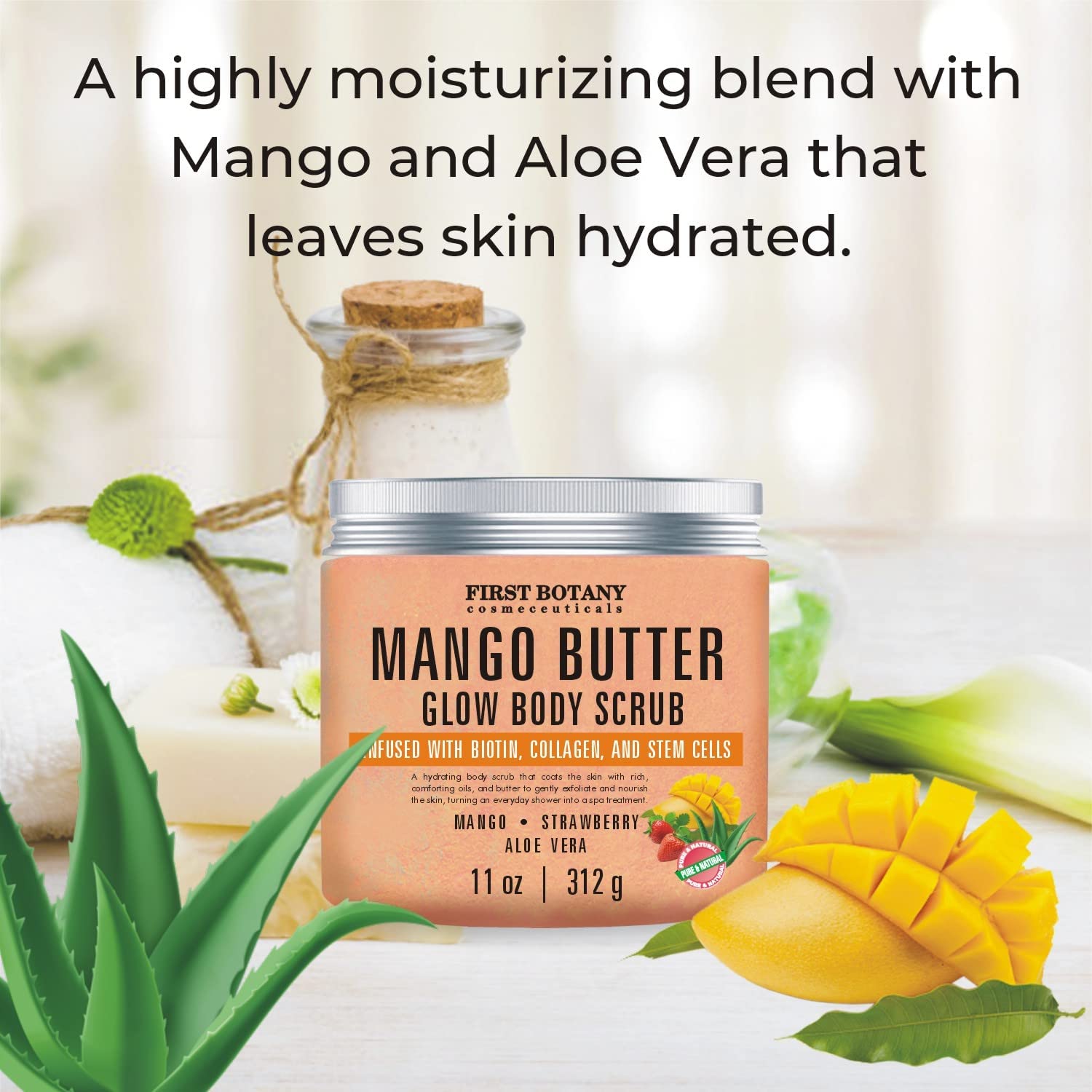 First Botany Mango Butter Scrub after wash reveals hydrated, refined skin texture.