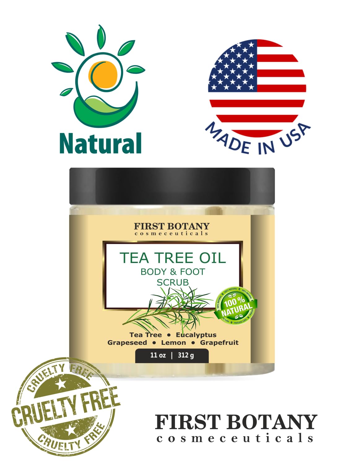 First Botany natural exfoliator application demonstrates body and foot care routine