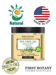 First Botany natural exfoliator application demonstrates body and foot care routine