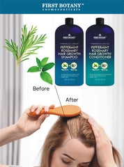 First Botany peppermint rosemary conditioner bottle 16oz promotes detangling and shine
