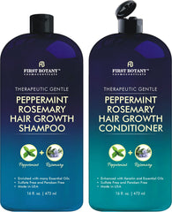 First Botany peppermint rosemary shampoo bottle 16oz promotes daily scalp hydration