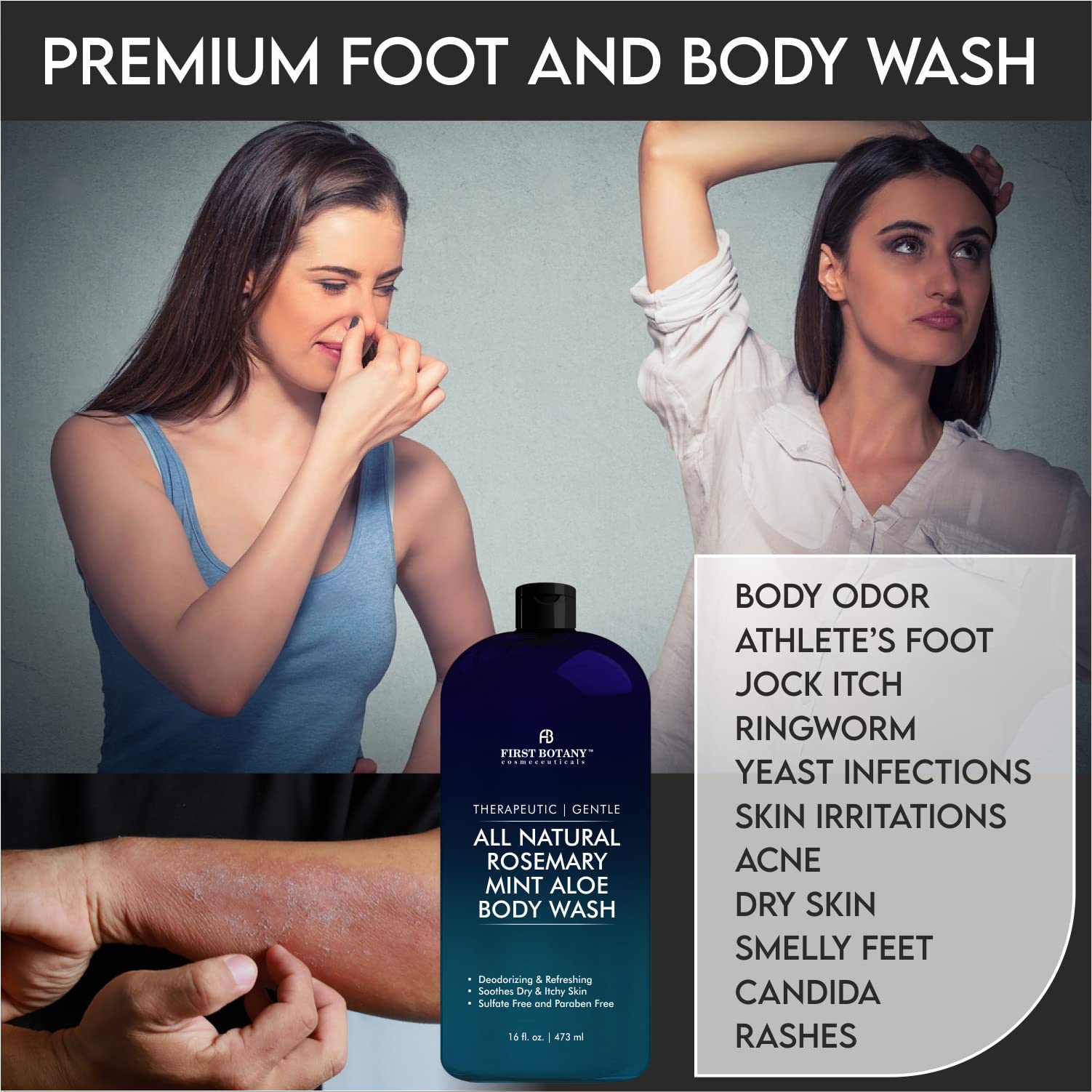 First Botany Rosemary Mint Body Wash gym bag-ready bottle for post-workout freshness