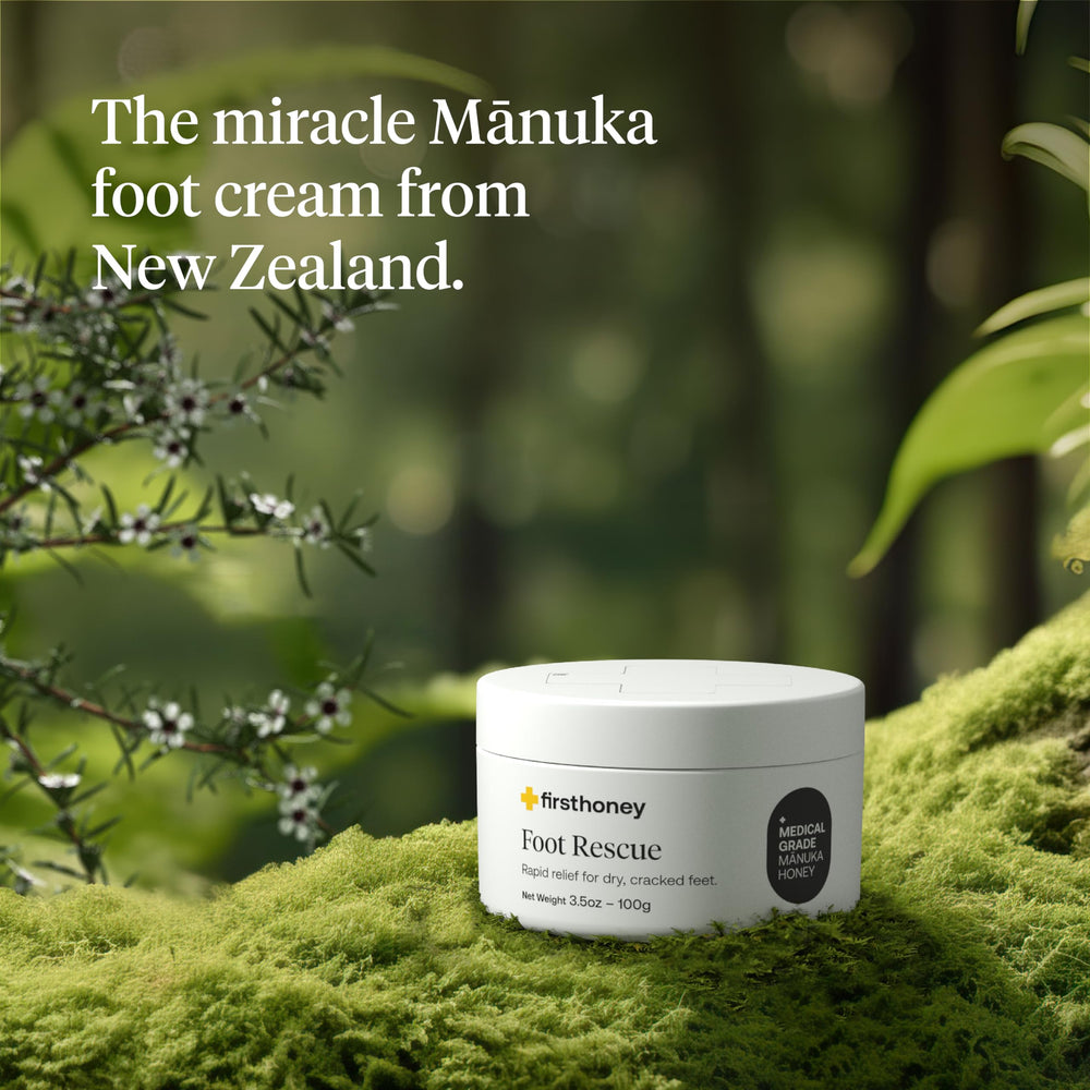 First Honey Foot Cream pump bottle ready for easy daily use