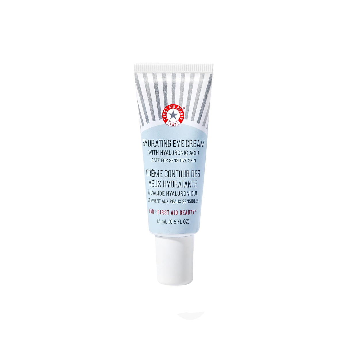 First Aid Beauty Hydrating Eye Cream tube delivers 24-hour hydration and smoothing for delicate under-eye skin.
