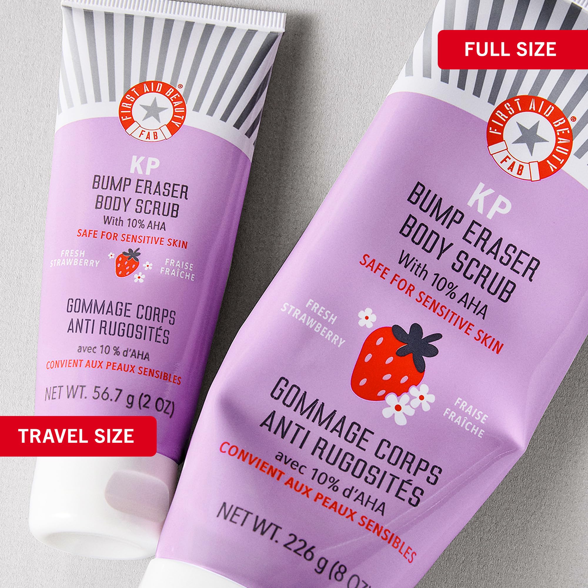 First Aid Beauty KP Bump Eraser application on arm showing exfoliation action.