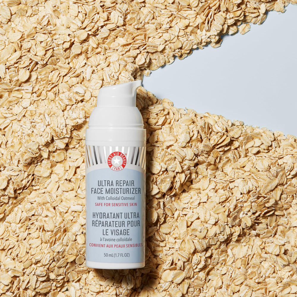 First Aid Beauty Ultra Repair daily-use routine shot shows morning and night application.