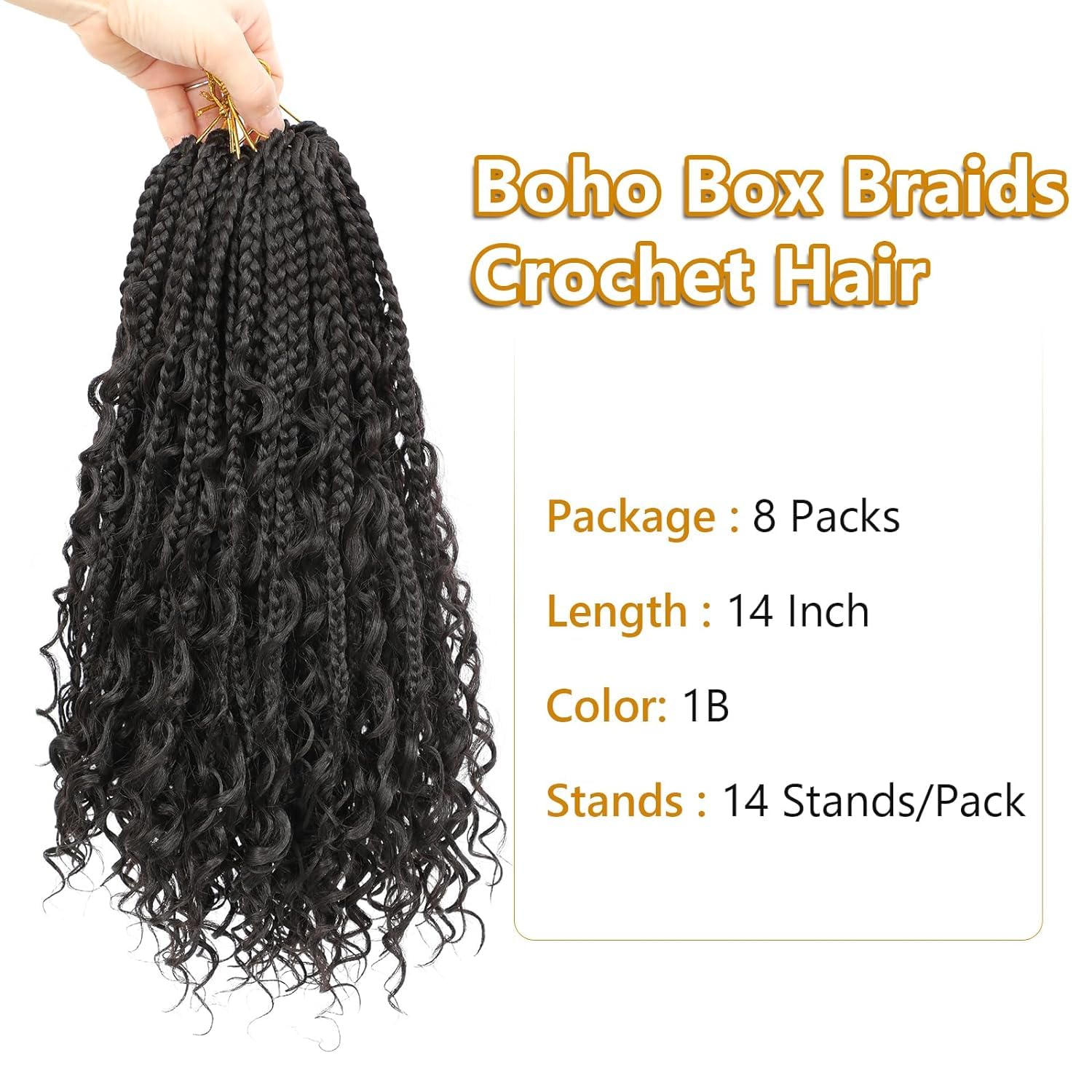 FIRSTCYH HAIR Synthetic box braids 14in no smell and tangle-free wear.