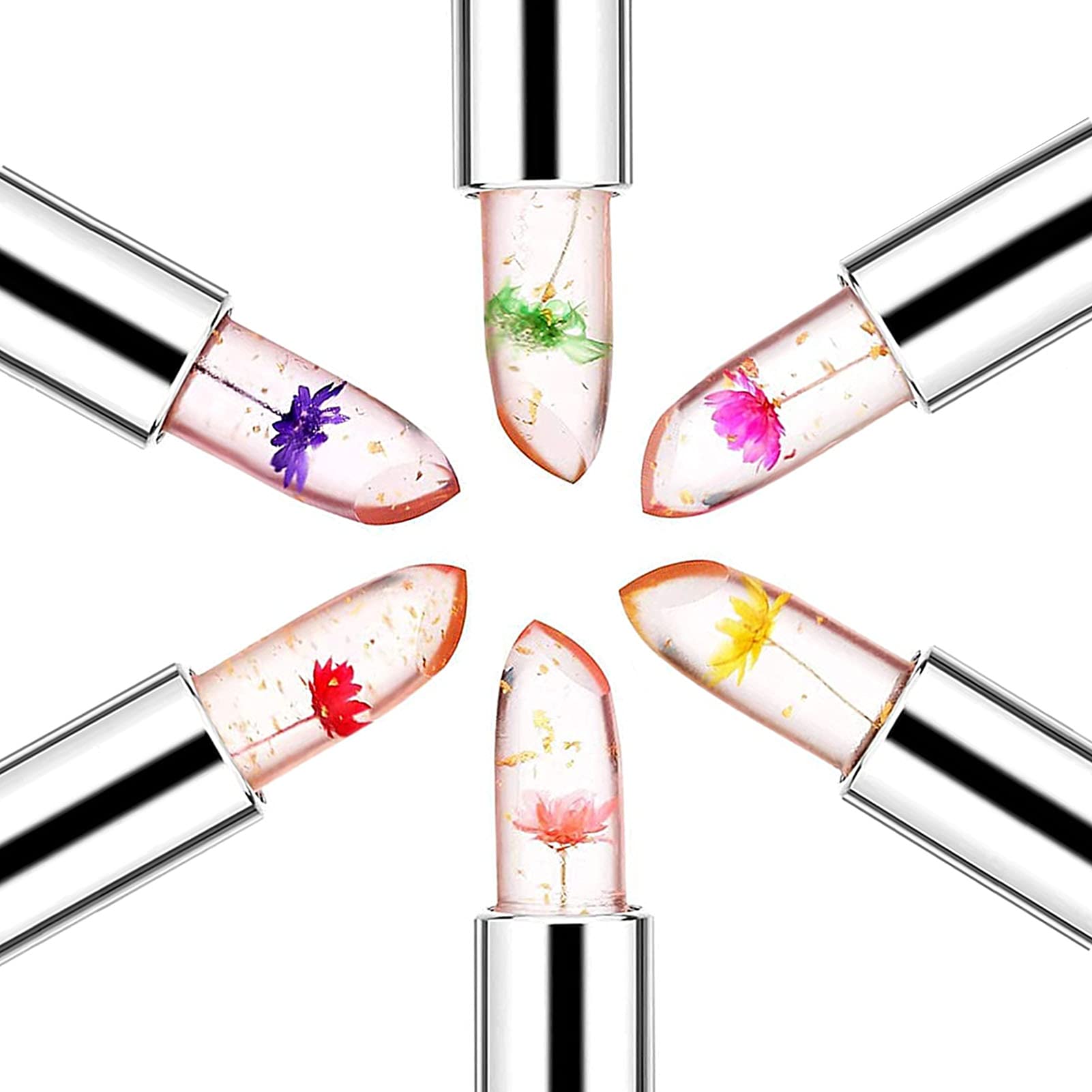 Firstfly detalle labios gel cristal flor, textura delicada y aspecto elegante.