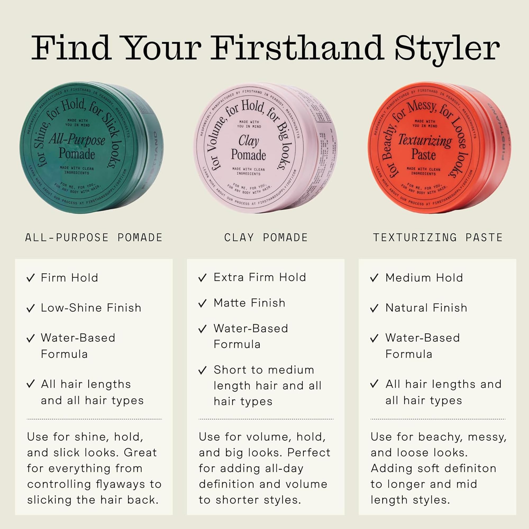 Firsthand Supply Hair Clay Pomade rinse-out scene highlighting easy wash-out.