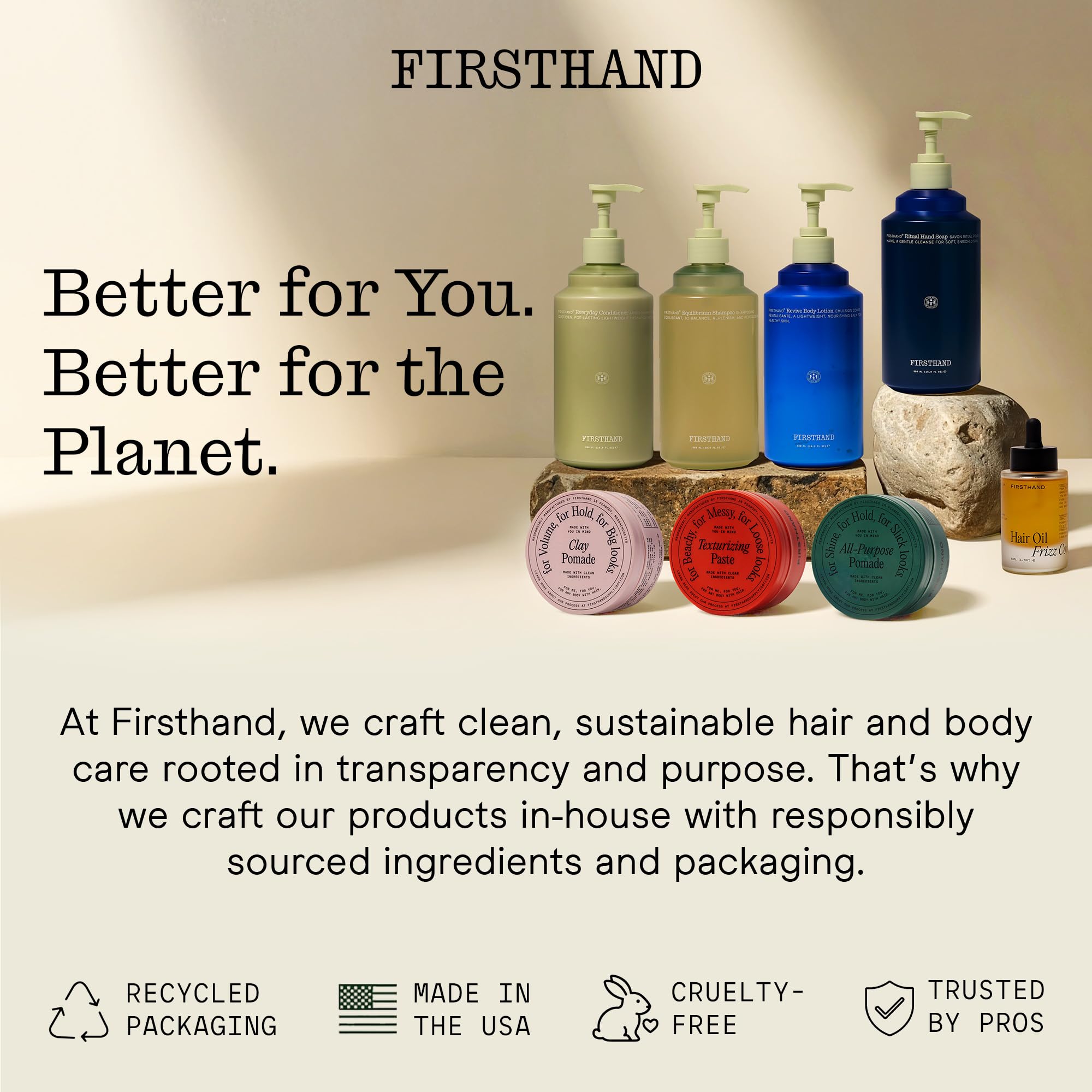 Firsthand Supply low-shine finish after styling with natural look.