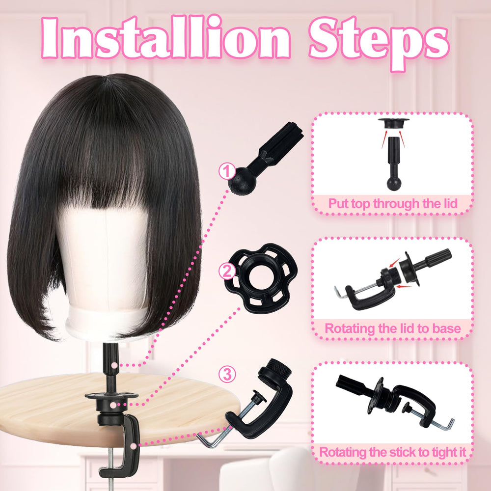 Firstwon hair clips assist quick wig adjustments during demonstrations.