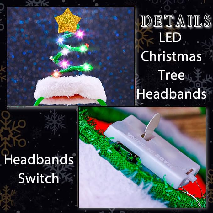 Firuilo Christmas headbands bells closeup with colorful chimes