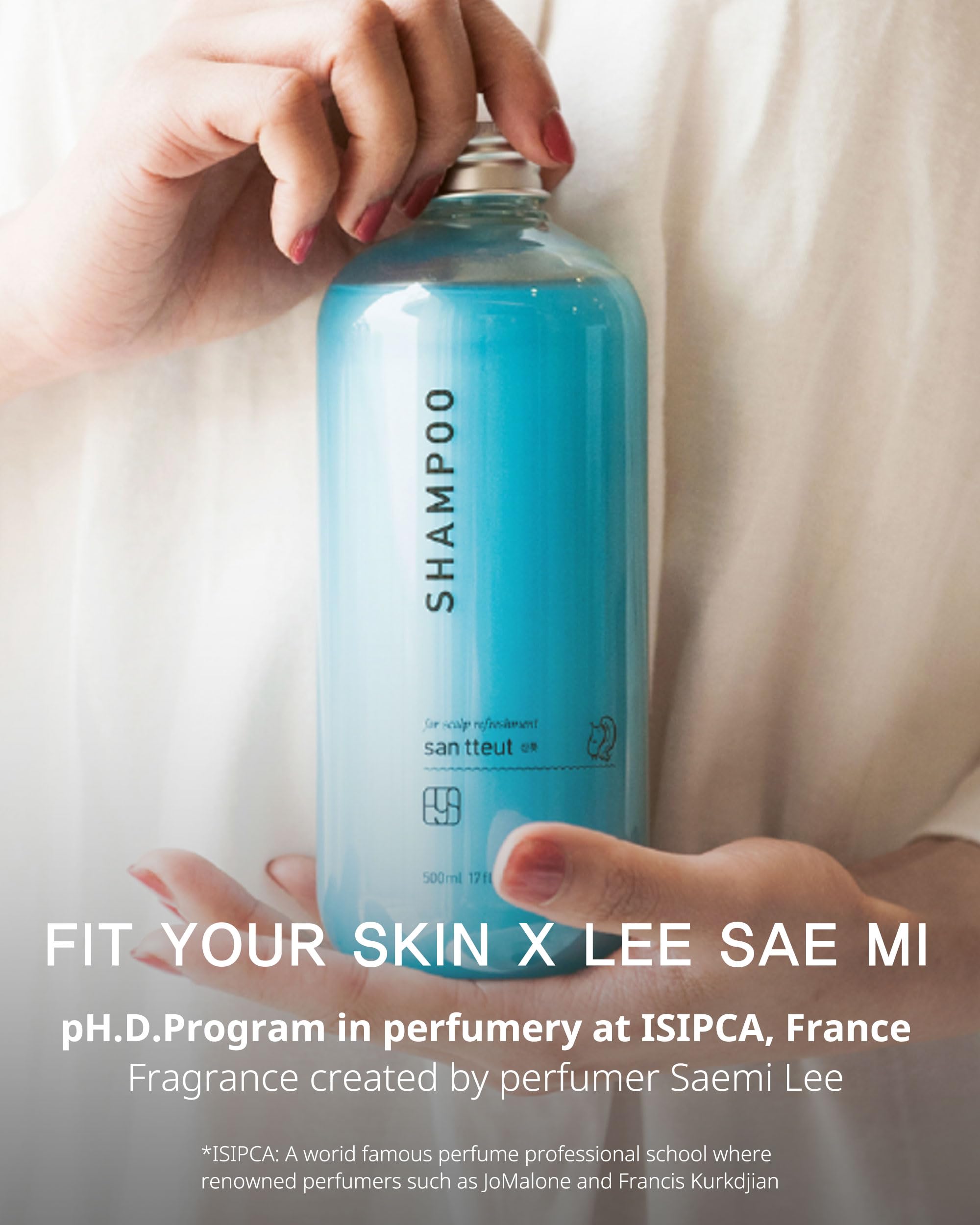 FIT YOUR SKIN SAN TTEUT shelf display evokes spa-like scalp care routine