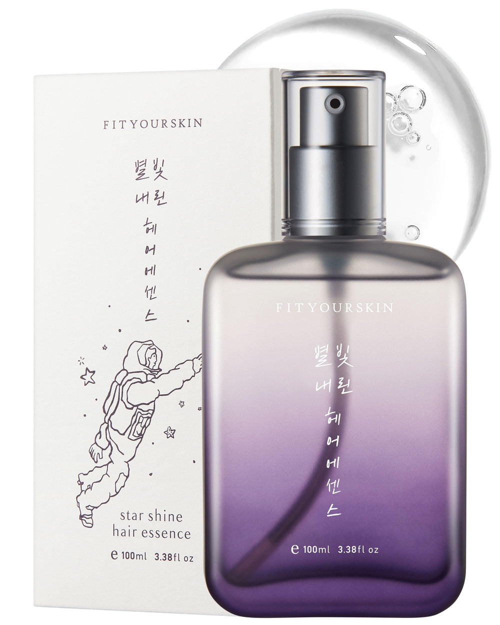 FIT YOUR SKIN Star Shine Hair Essence bottle close-up showing frizz control.