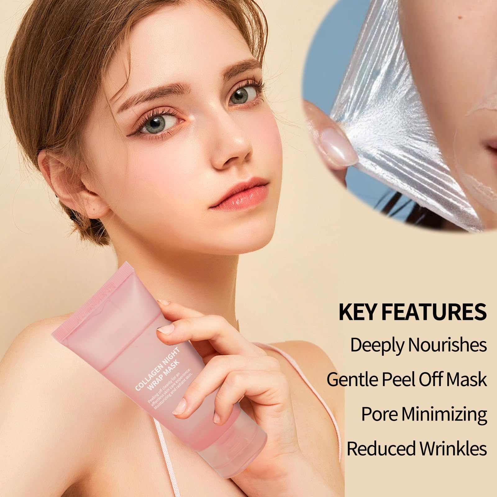 fitbuter collagen wrapping mask drying stage helps seal in moisture overnight.