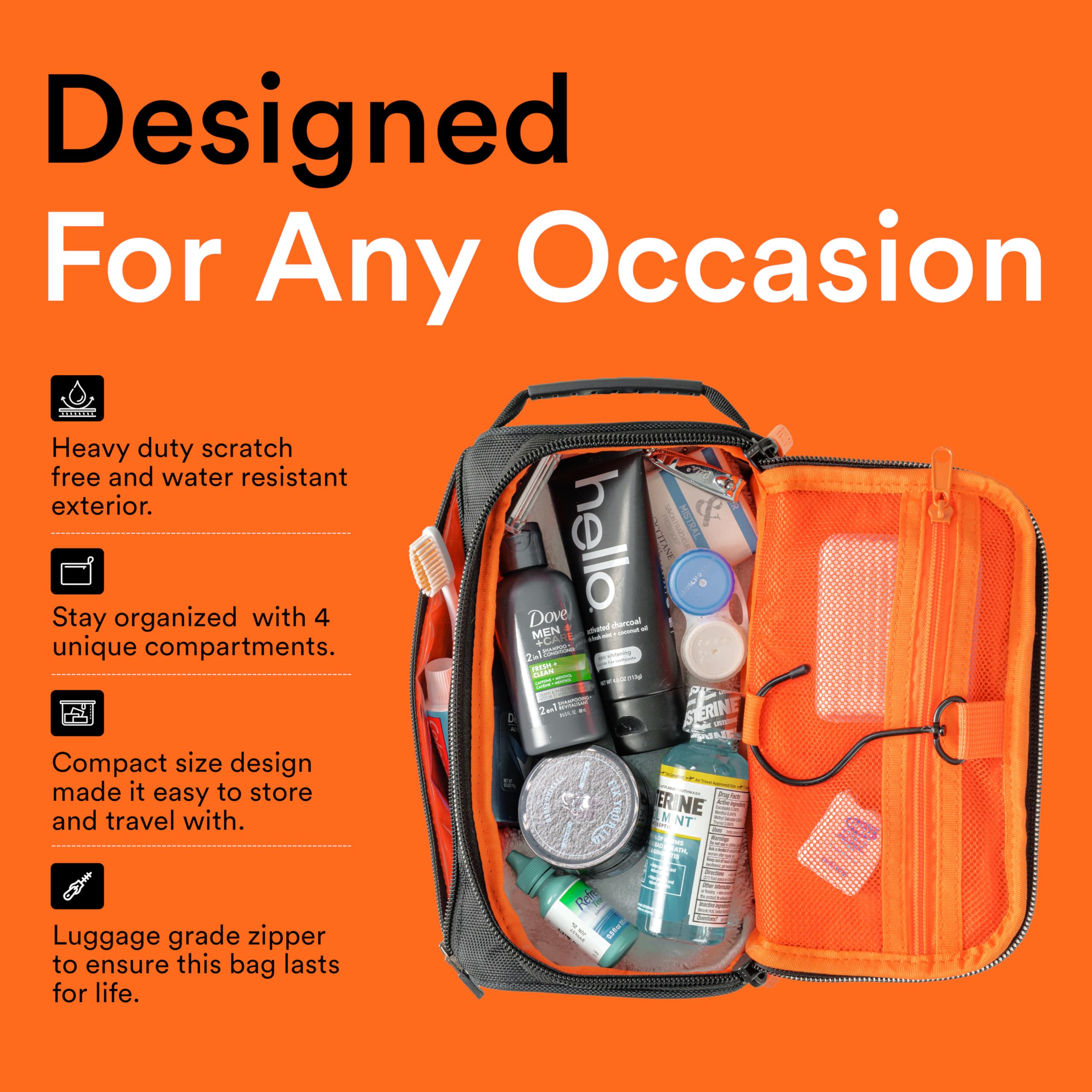 Fitdom hanging toiletry bag water-resistant fabric protects contents during trips
