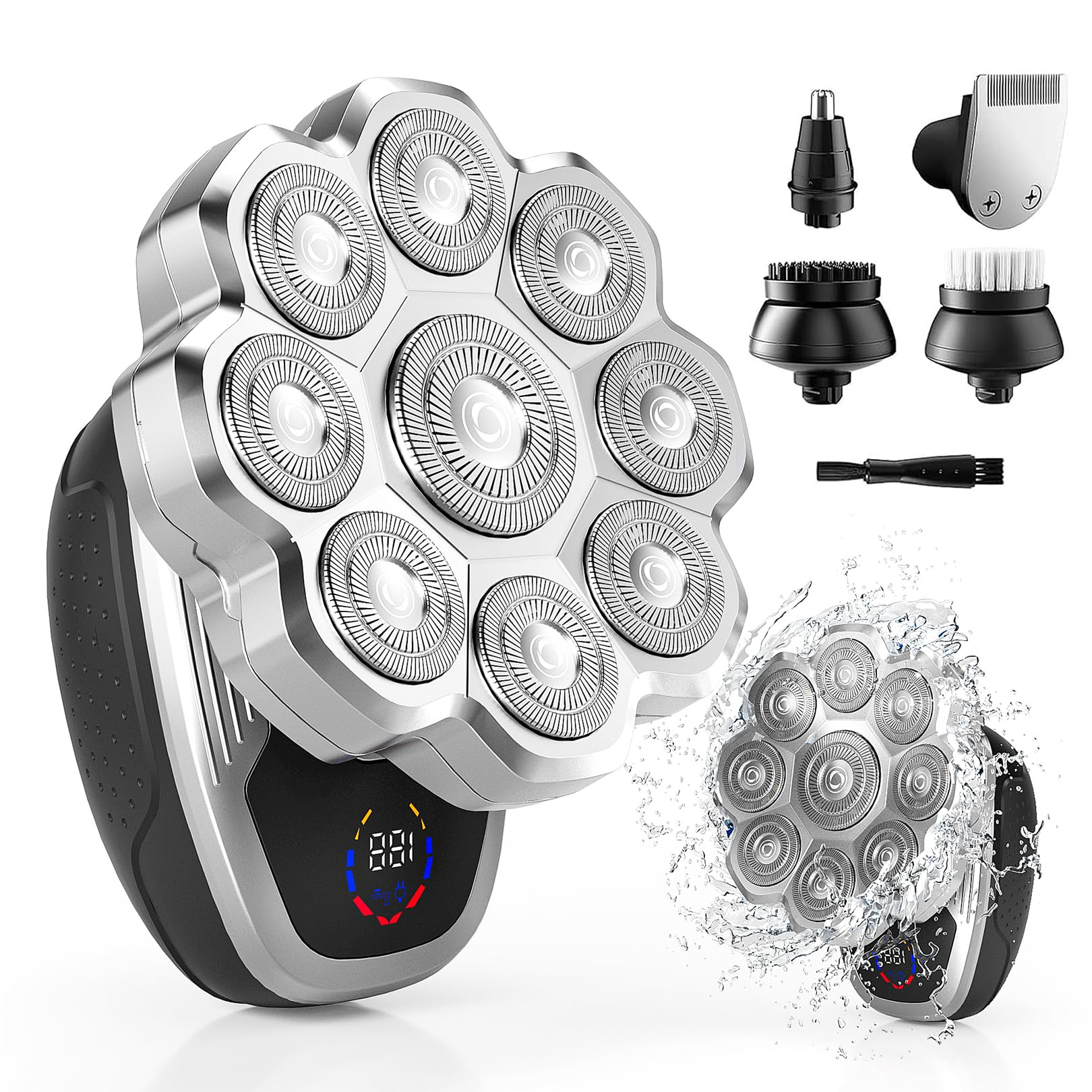 FITECHZY electric razor with 9D floating head contours for head and face shaving