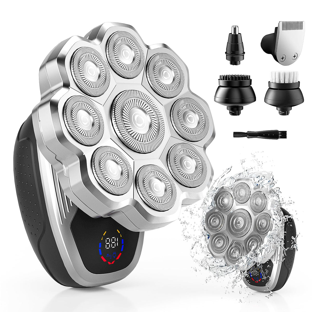 FITECHZY electric razor with 9D floating head contours for head and face shaving