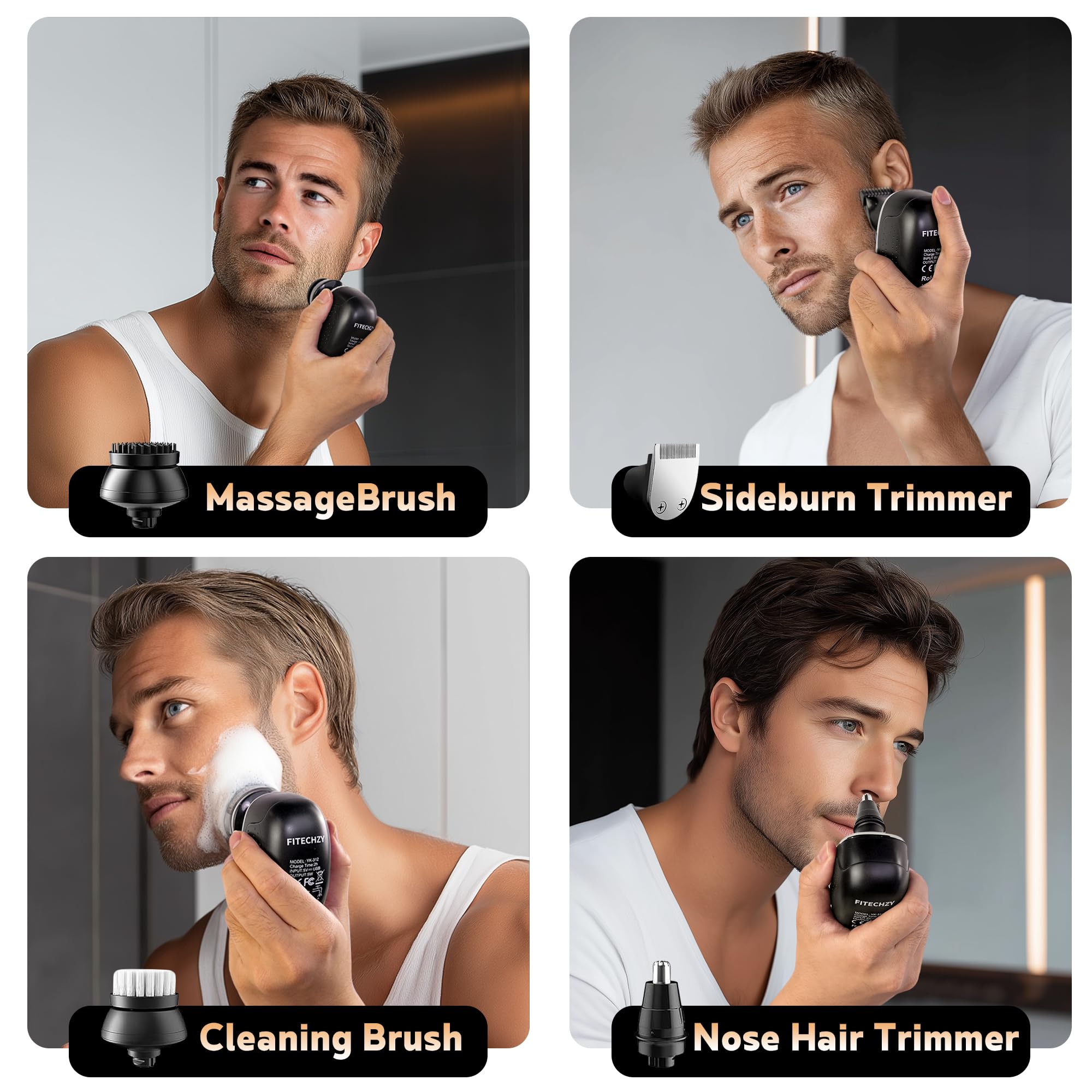 FITECHZY nose and ear trimmer with massage brush for grooming