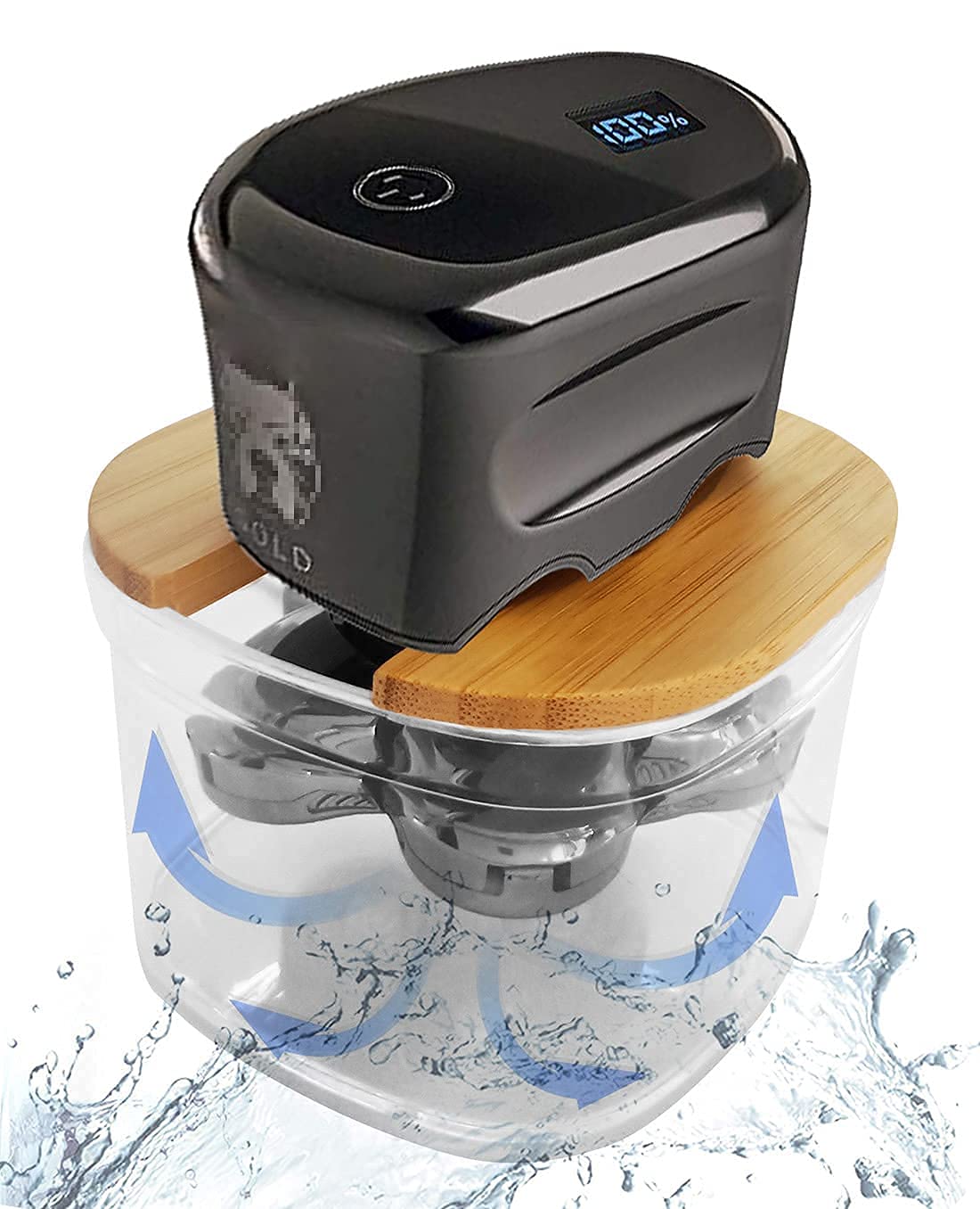 FitSan bamboo-shaver-rinse-stand compatible with Skull Shaver for quick, mess-free rinsing.