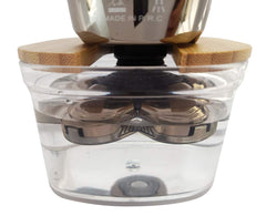 FitSan reservoir for controlled warm-water rinsing with minimal splash.