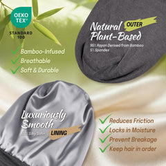 Fittia large satin bonnet helps frizz control by reducing friction during sleep.