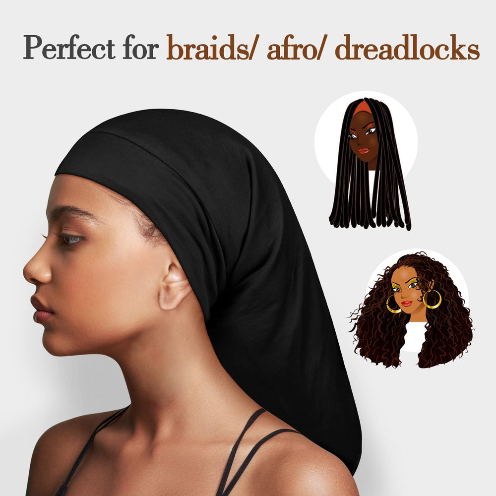 Fittia Long XL Silk Satin Bonnet adjustable-band close-up ensures secure fit.