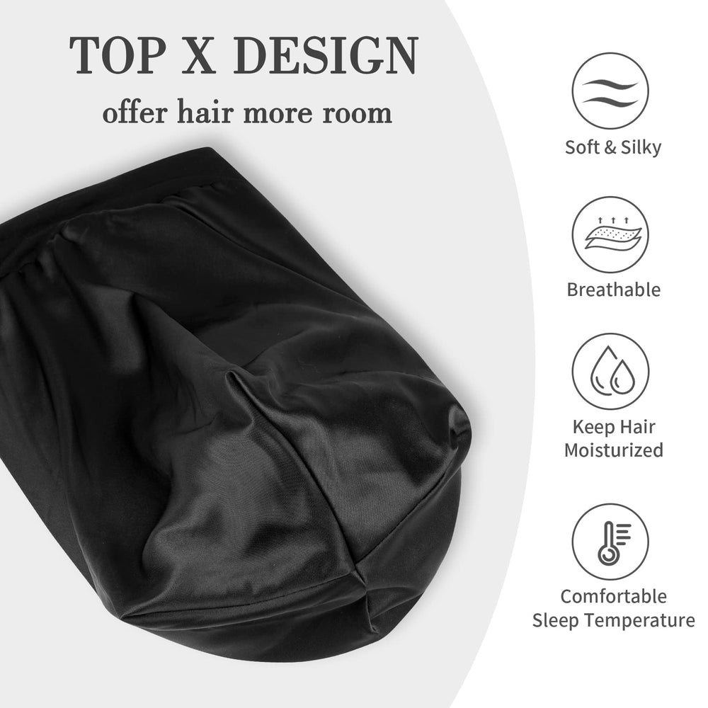 Fittia Long XL Silk Satin Bonnet features anti-static, durable, breathable outer layer.