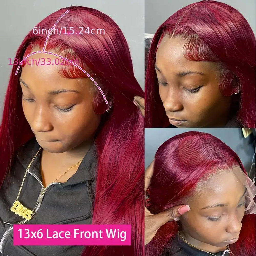 Fiumer Burgundy Wig 28inch hd lace detail for skin-like blend.