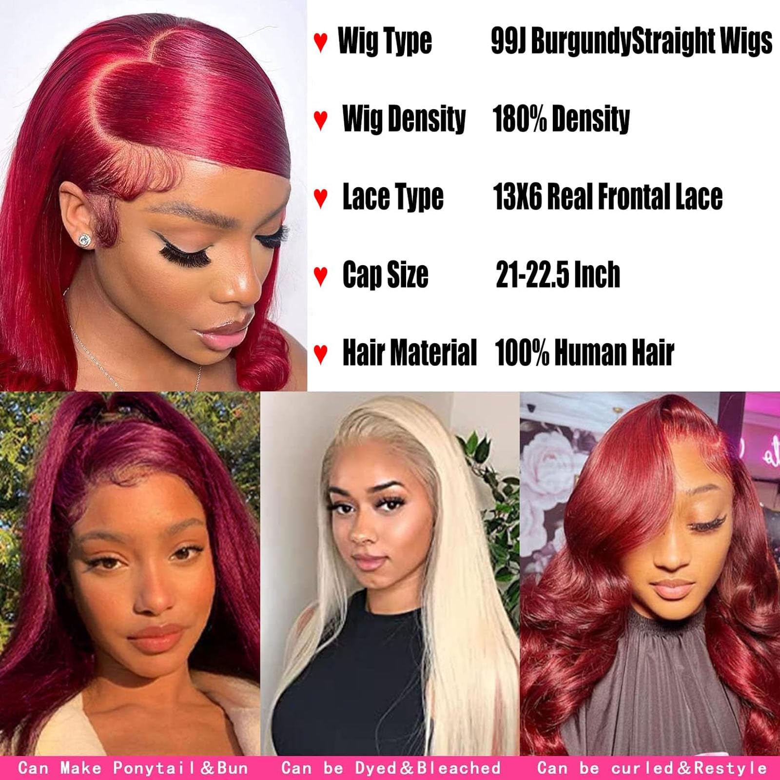 Fiumer Burgundy Wig 28inch skin-melt lace for natural scalp look.