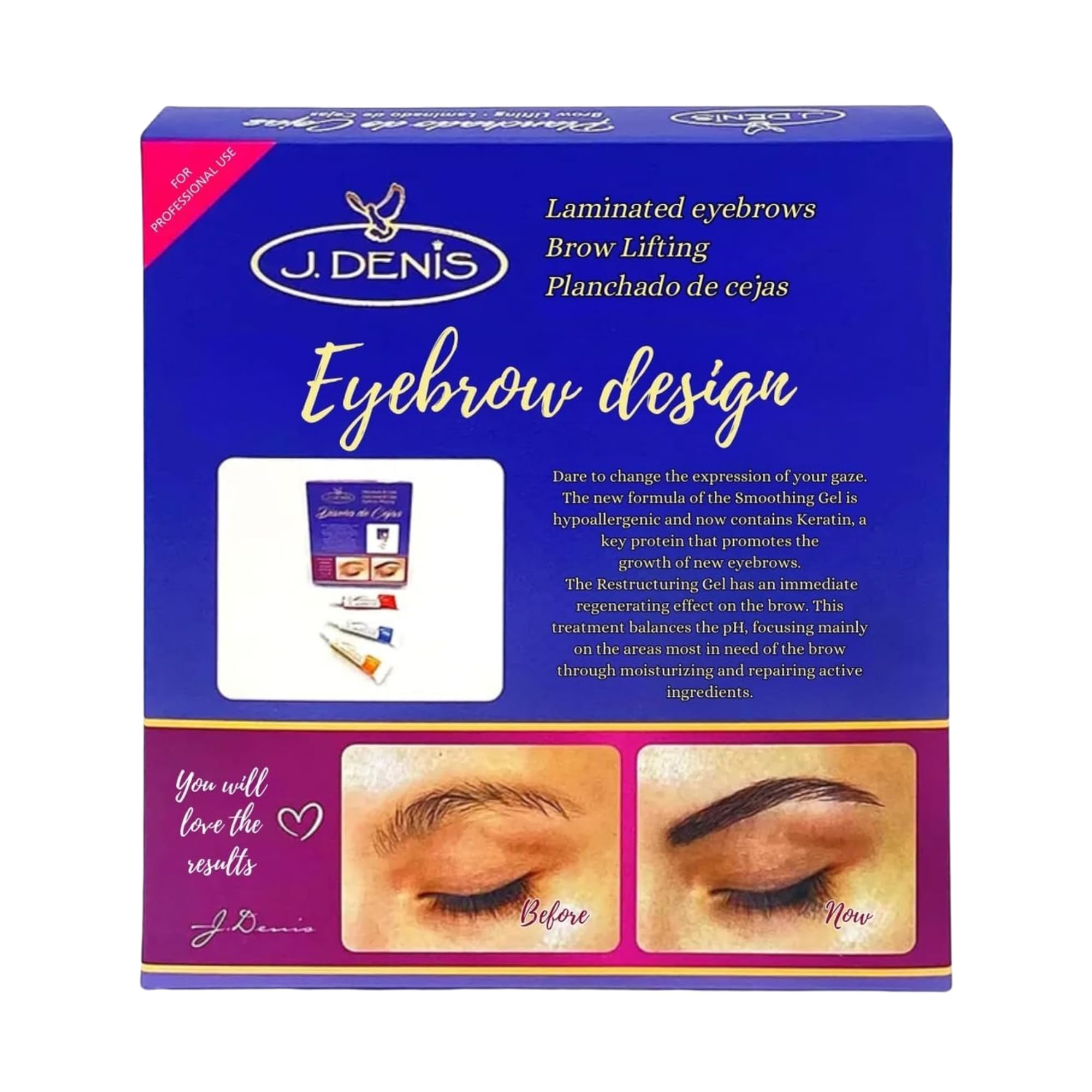 Five Brothers J. Denis lamination kit contents show essential brow tools for precise styling.