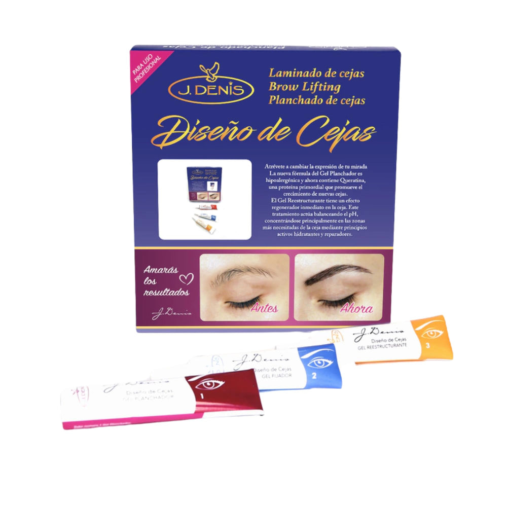 Five Brothers J. Denis lamination kit pencil detail demonstrates precise brow filling with natural strokes.