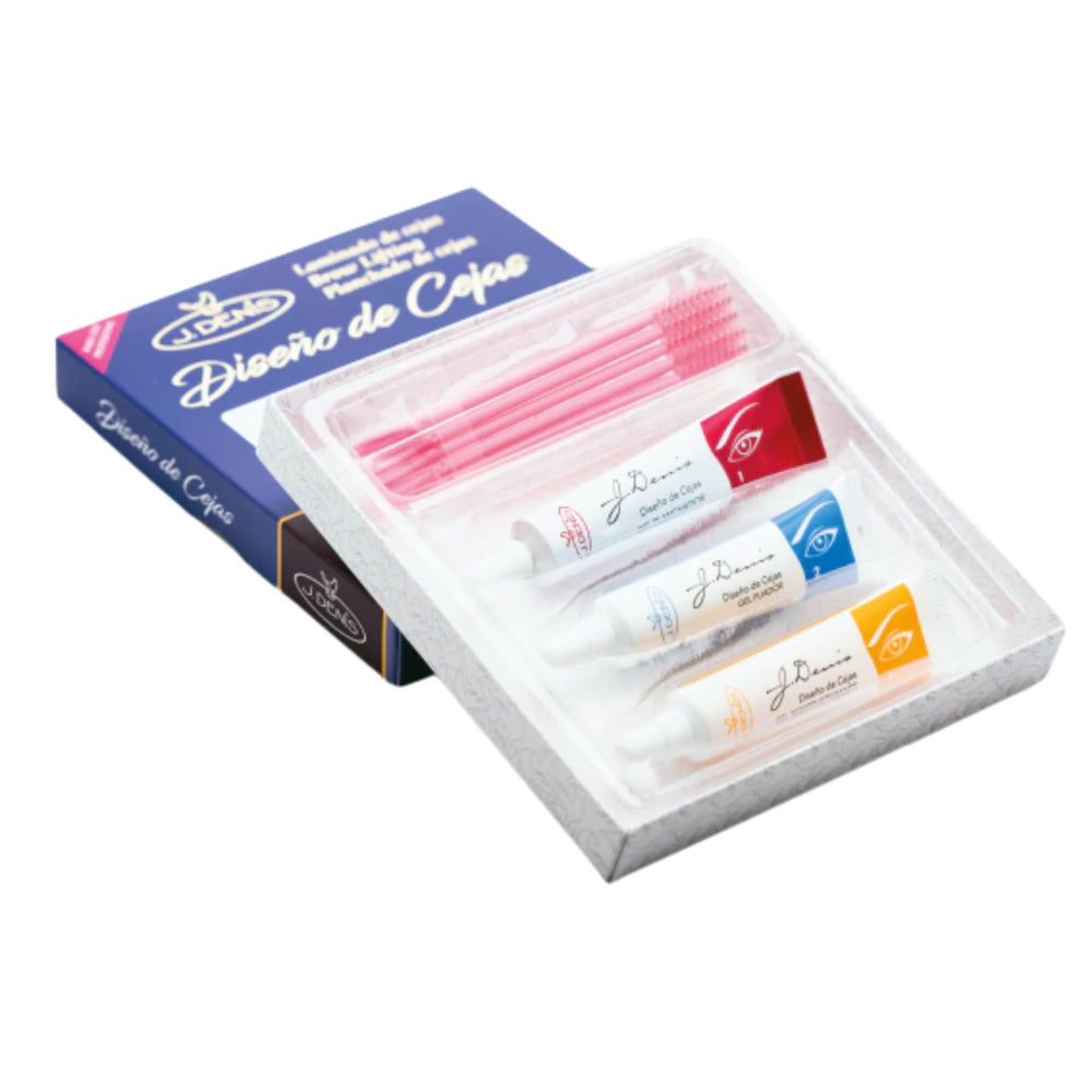 Five Brothers J. Denis lamination kit before-after highlights dramatic brow styling results.