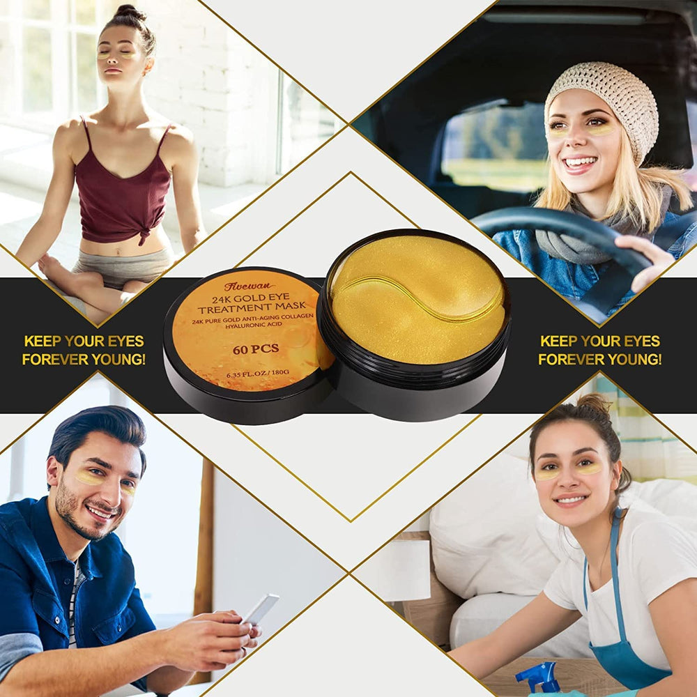 Fivewan 24k gold under-eye patches on-eye area for hydration during daily routine