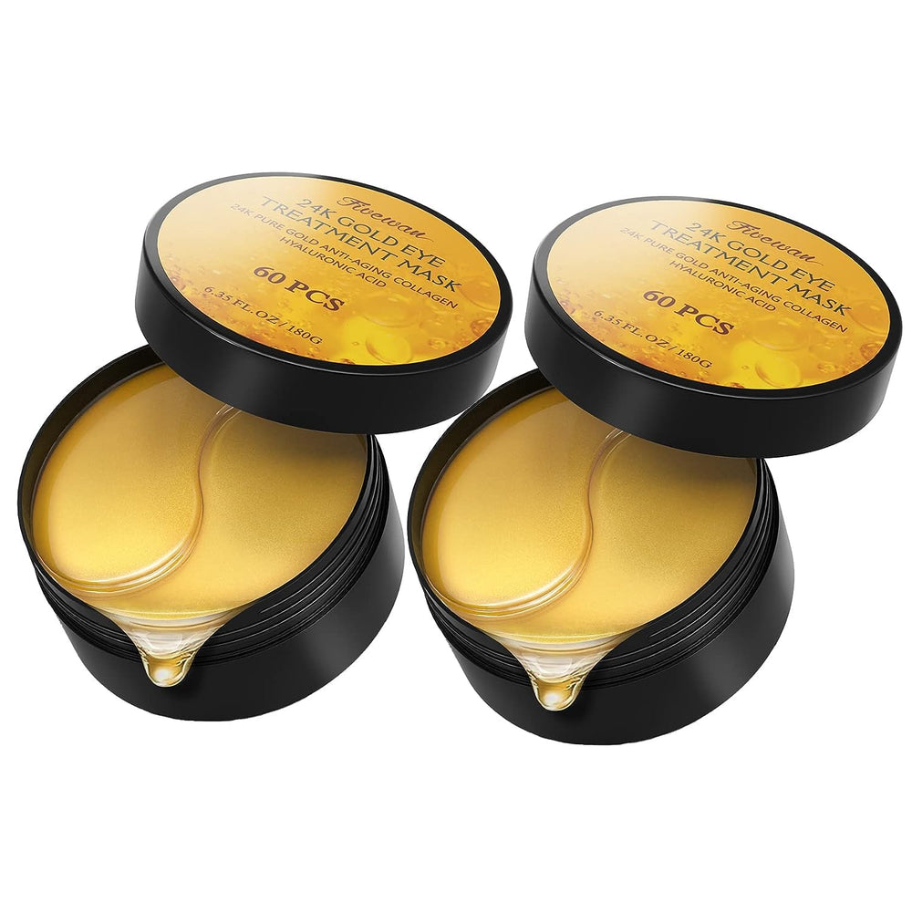 Fivewan 24k gold under-eye patches packaging highlights premium design for at-home use