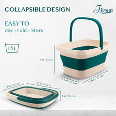 FIVONA collapsible foot bath basin folded for compact storage and easy stowing.