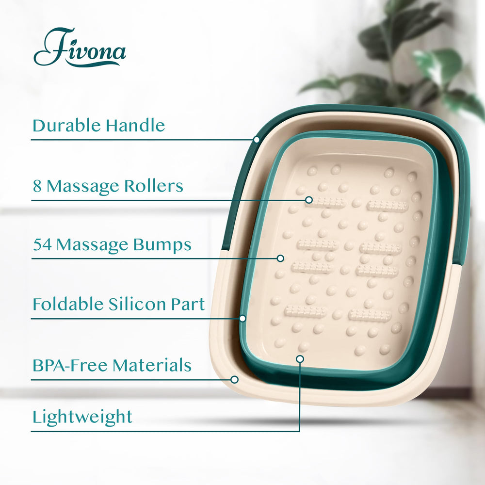 FIVONA foot bath basin with massage rollers and bumps providing soothing rub.