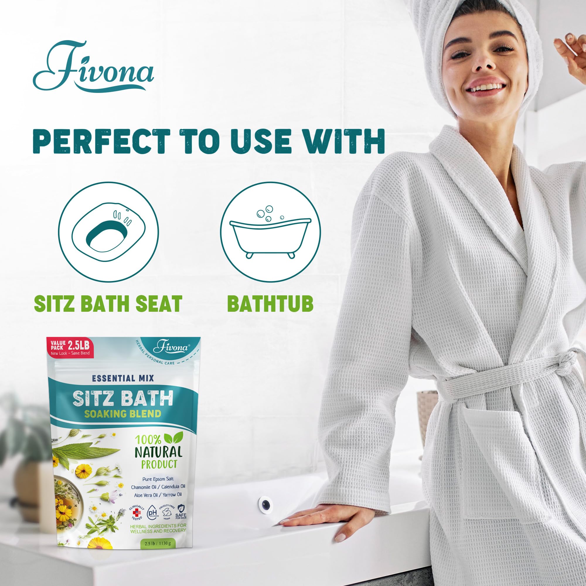 FIVONA postpartum care sitz bath setup demonstrates gentle perineal relief during recovery