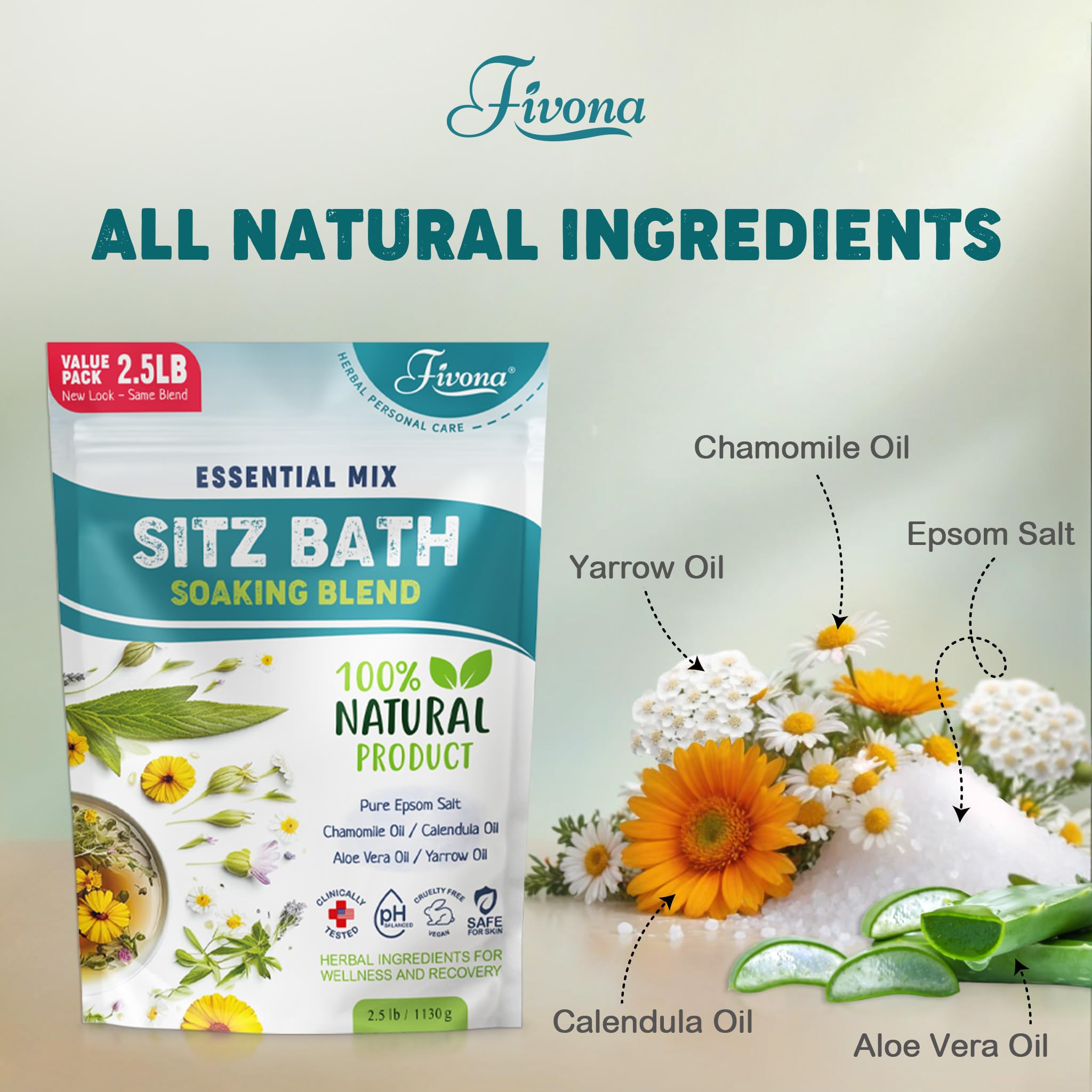 FIVONA yarrow chamomile calendula aloe blend emphasizes natural aromatics for calming rituals