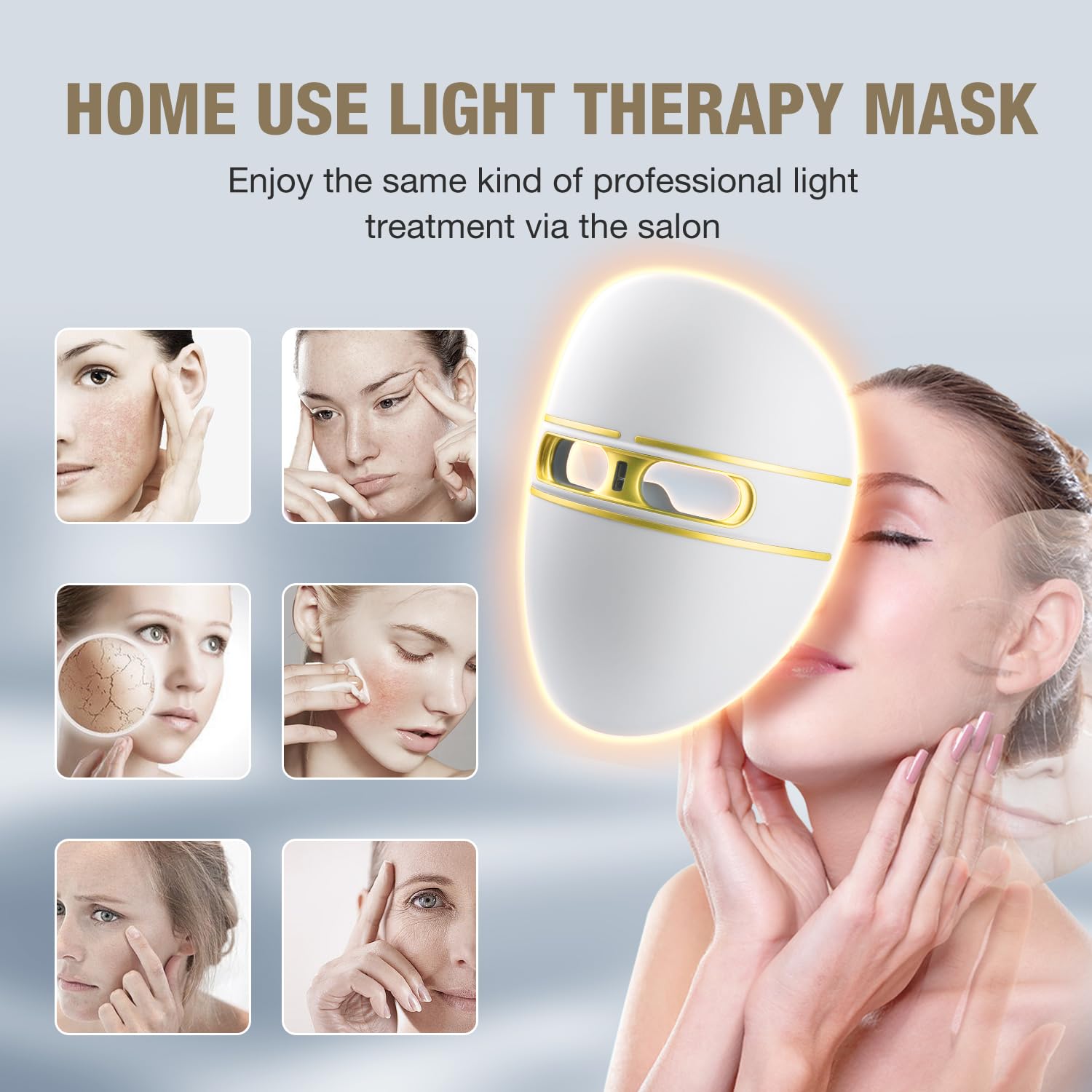 F FIWENE red-light glow conveys wrinkle reduction and skin firming possibilities.